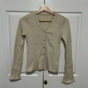 Cream Ribbed Sweater/Cardigan